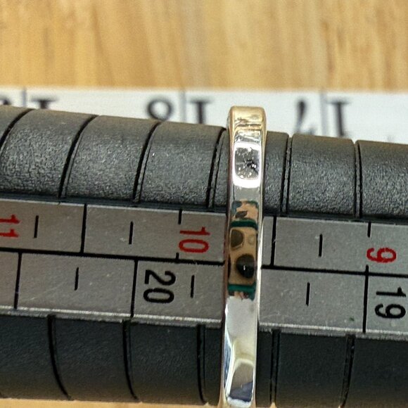 Silver Tone Cocktail Ring With Blue Emerald-Cut Center & Clear Side Size 10 - Picture 10 of 16